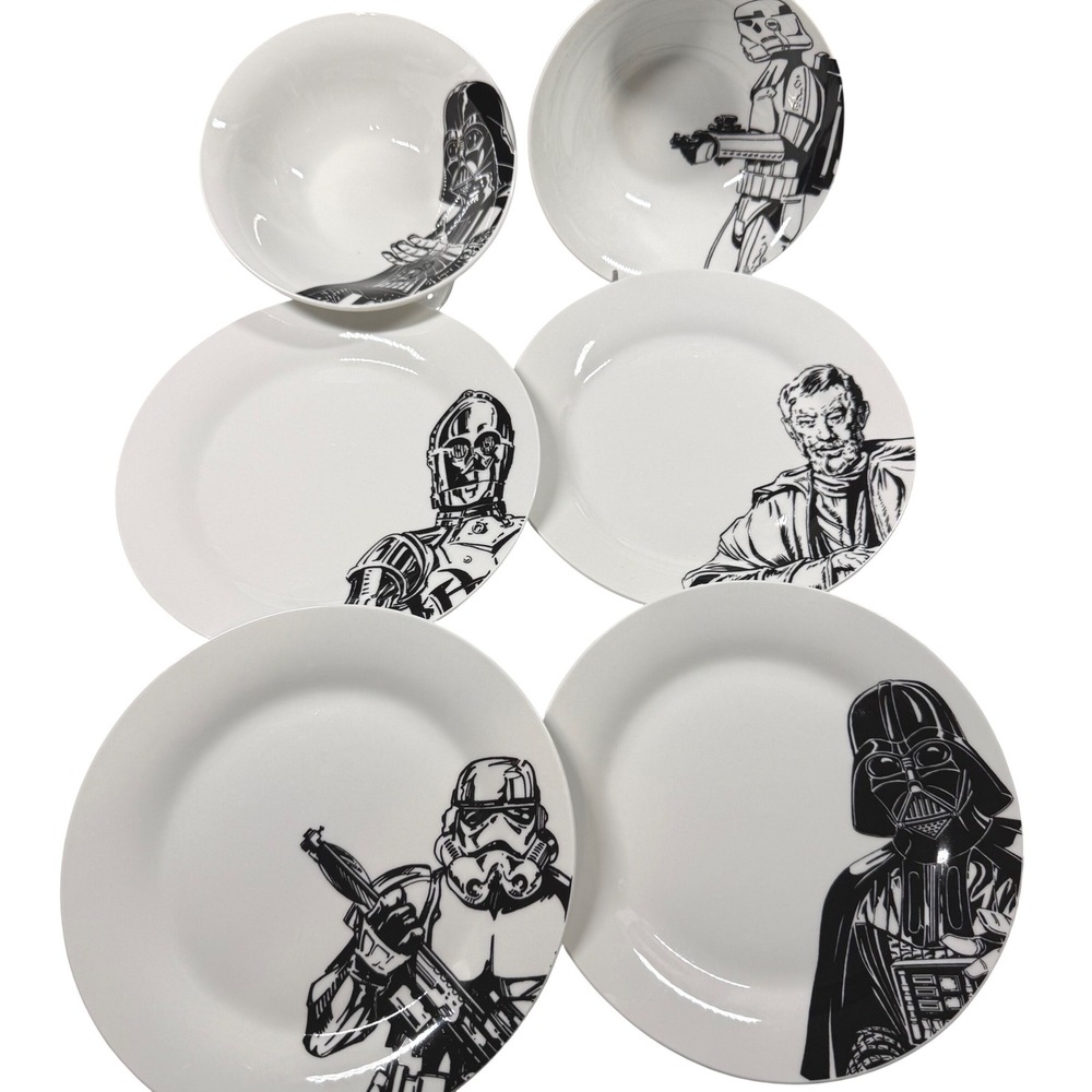 STAR WARS Zak Designs 6pc Plate Bowl Set Darth Vader Stormtrooper C-3PO Obi-Wan